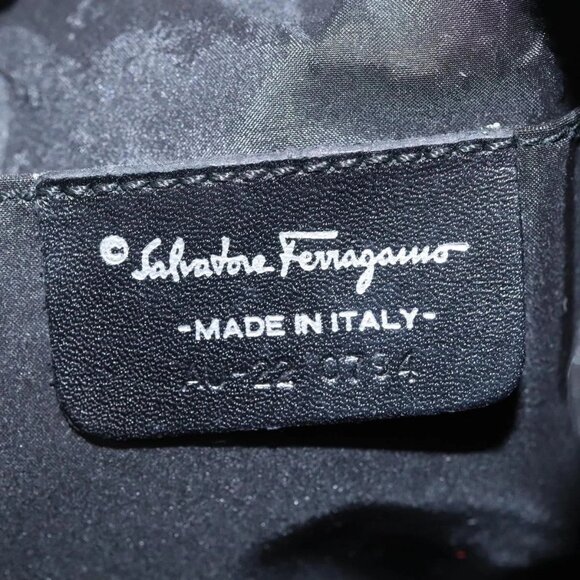 Salvatore Ferragamo Hand Bag Nylon Silver Black Auth am7194 - Picture 10 of 16